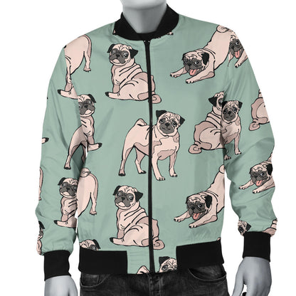 Pug Pattern Print Design A01 Men Bomber Jacket