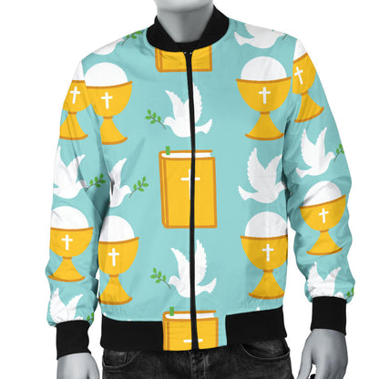Christian Pattern Print Design 02 Men Bomber Jacket