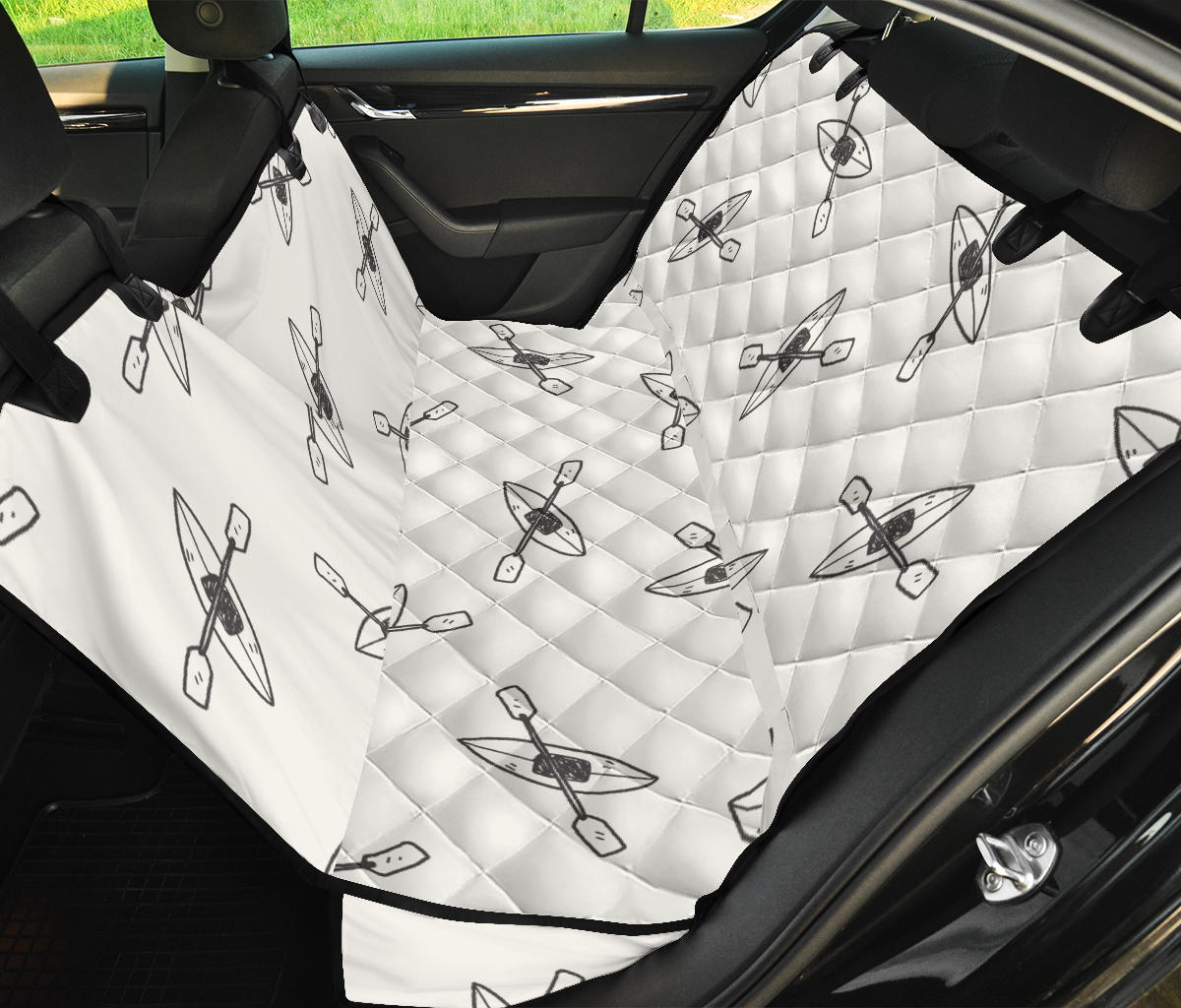 Kayak Pattern Print Design 01 Rear Dog Car Seat Cover Hammock