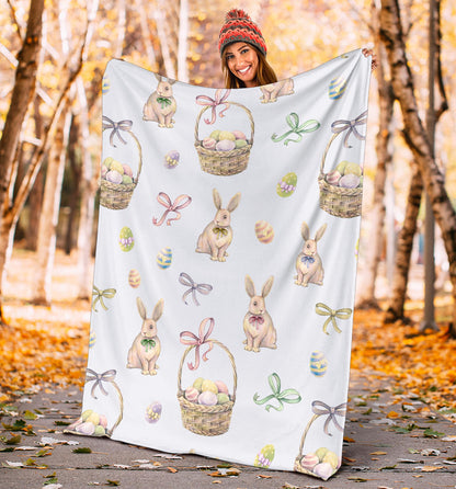 Rabbit Easter Eggs Pattern Print Design 03 Premium Blanket