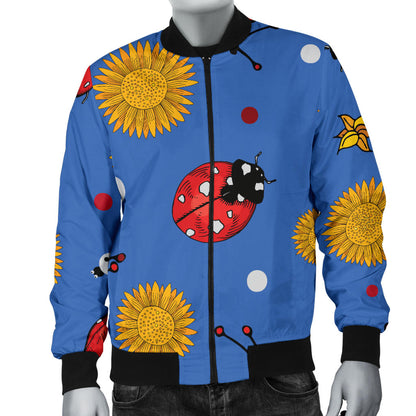 Ladybug Pattern Print Design 05 Men Bomber Jacket