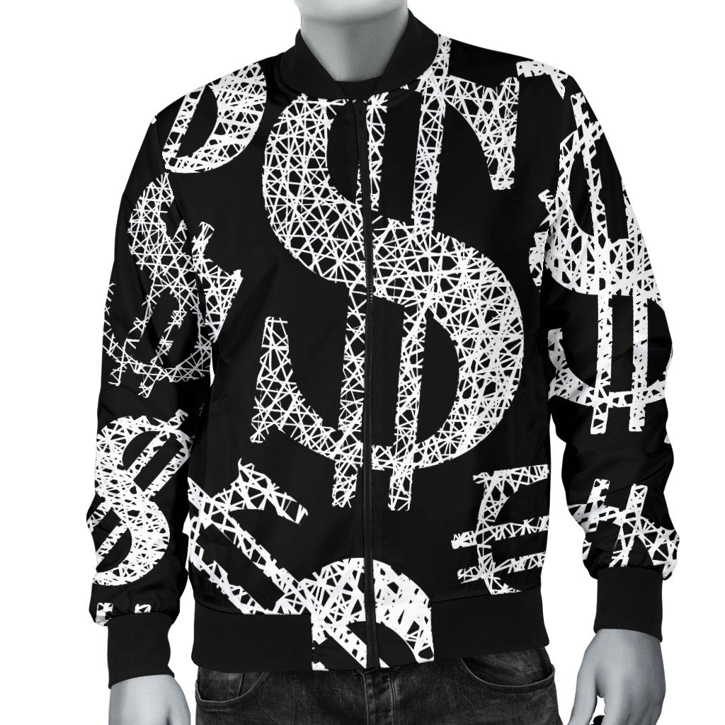 Money Pattern Print Design 02 Men Bomber Jacket