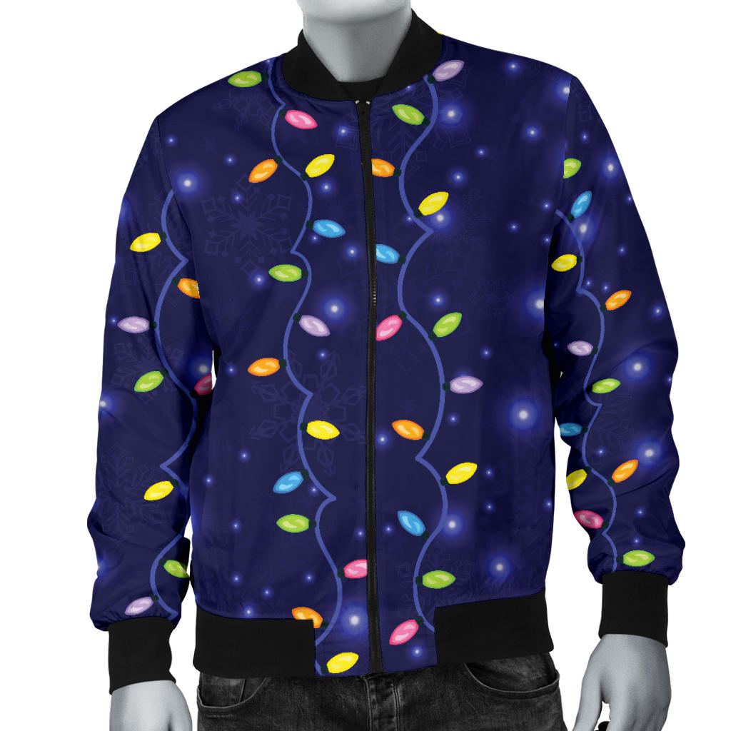 Christmas Light Pattern Print Design 03 Men Bomber Jacket
