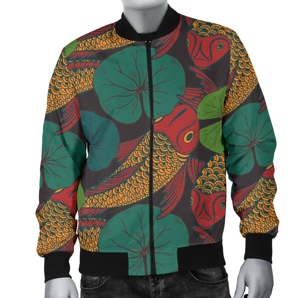 KOI Fish Pattern Print Design 01 Men Bomber Jacket