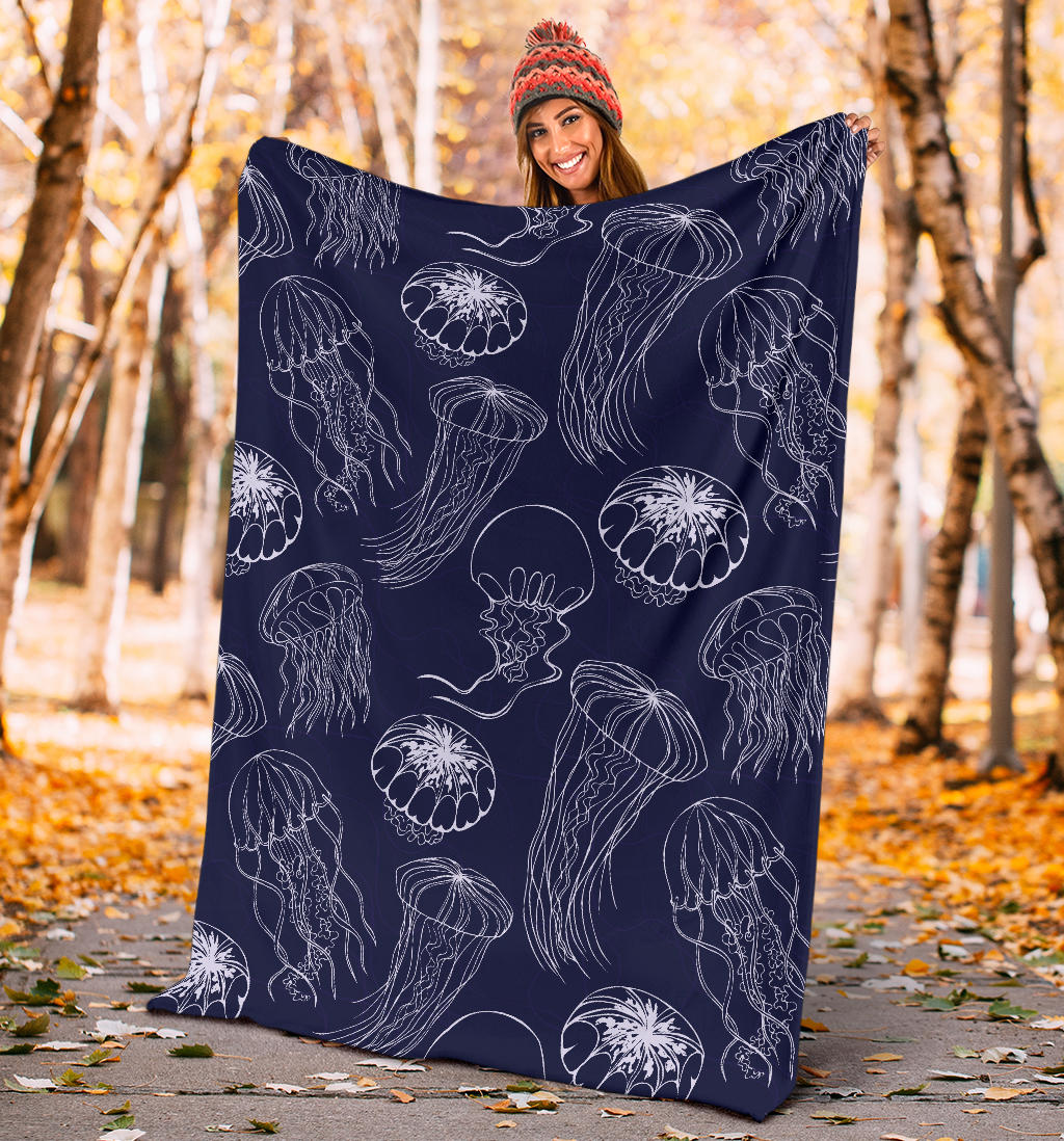 Jellyfish Pattern Print Design 05 Premium Blanket