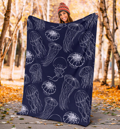 Jellyfish Pattern Print Design 05 Premium Blanket