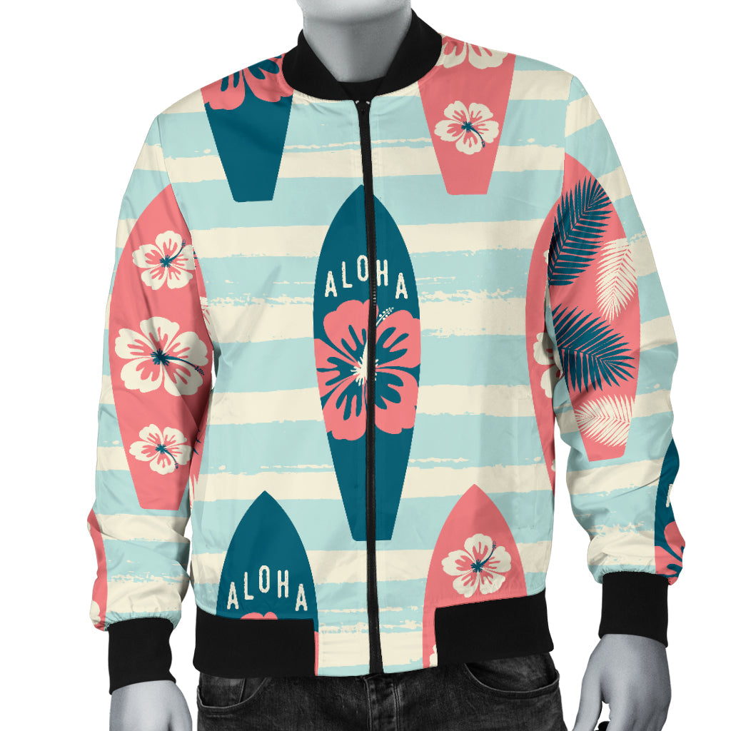 Aloha Hawaii Surfboard Pattern Print Design 02 Men Bomber Jacket