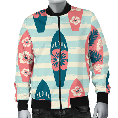 Aloha Hawaii Surfboard Pattern Print Design 02 Men Bomber Jacket