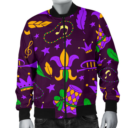 Mardi Gras Pattern Print Design 08 Men Bomber Jacket