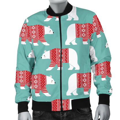 Polar Bear Pattern Print Design A04 Men Bomber Jacket