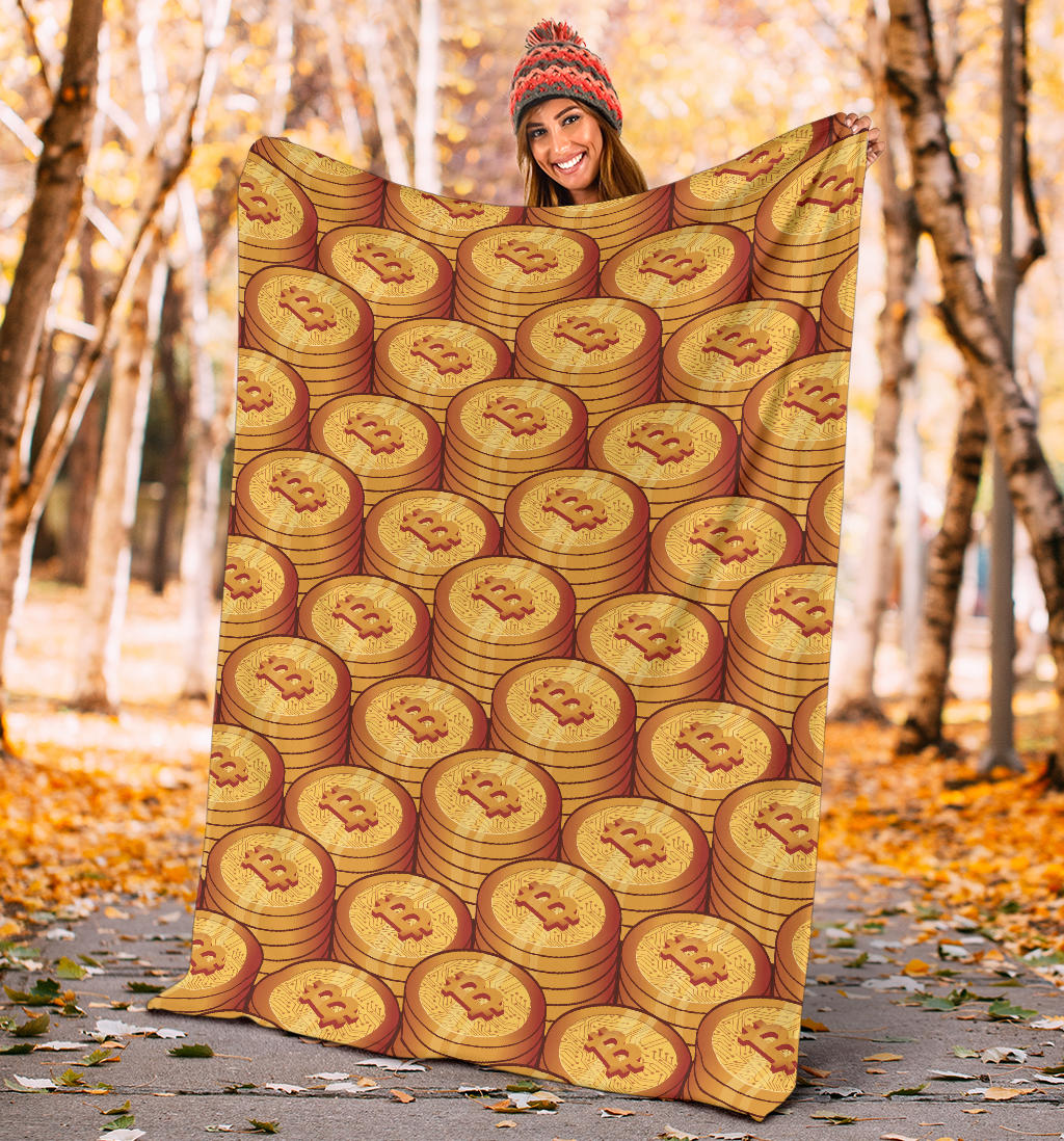 Bitcoin Pattern Print Design 02 Premium Blanket