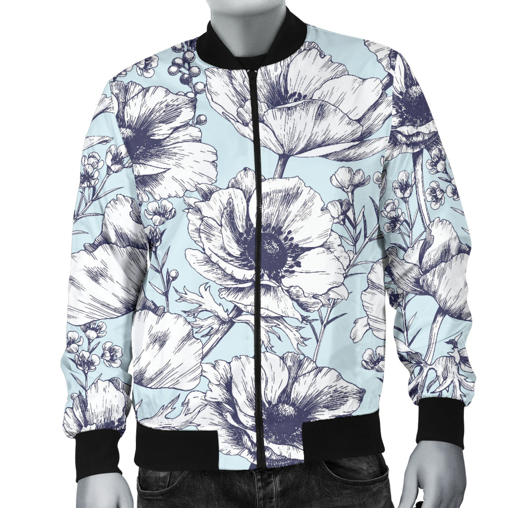 Anemone Pattern Print Design 02 Men Bomber Jacket