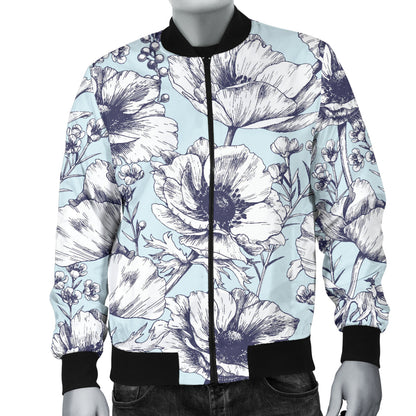 Anemone Pattern Print Design 02 Men Bomber Jacket