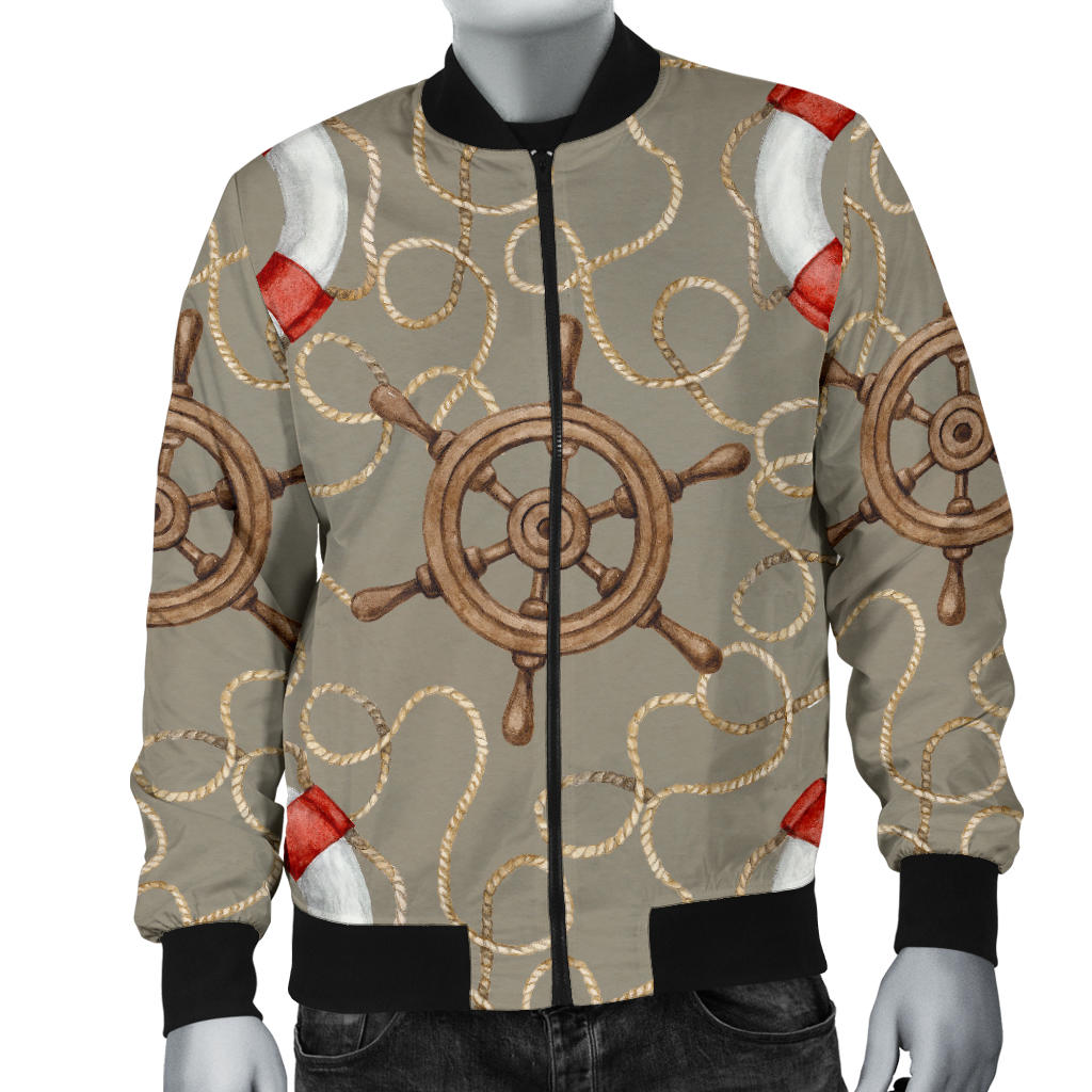Nautical Pattern Print Design A02 Men Bomber Jacket