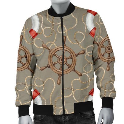 Nautical Pattern Print Design A02 Men Bomber Jacket