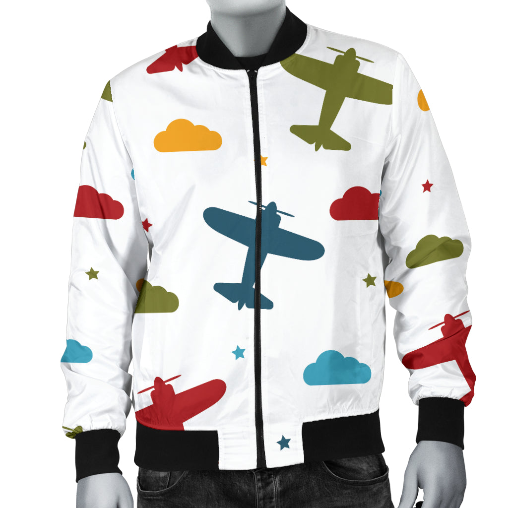Airplane Pattern Print Design 06 Men Bomber Jacket