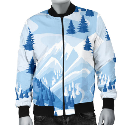 Mountain Pattern Print Design 03 Men Bomber Jacket