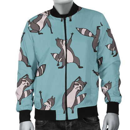 Raccoon Pattern Print Design A07 Men Bomber Jacket