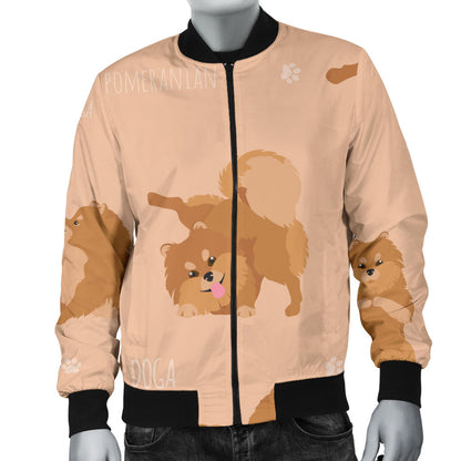 Pomeranians Pattern Print Design A06 Men Bomber Jacket