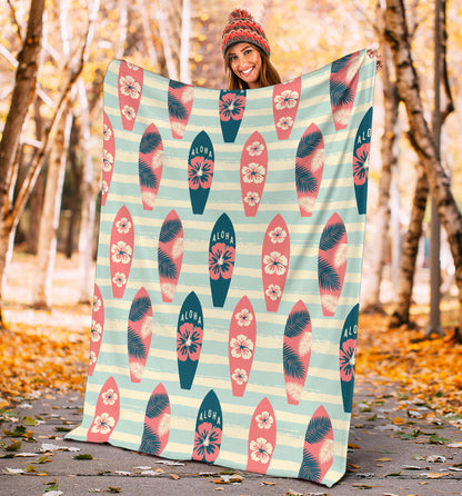Aloha Hawaii Surfboard Pattern Print Design 02 Premium Blanket