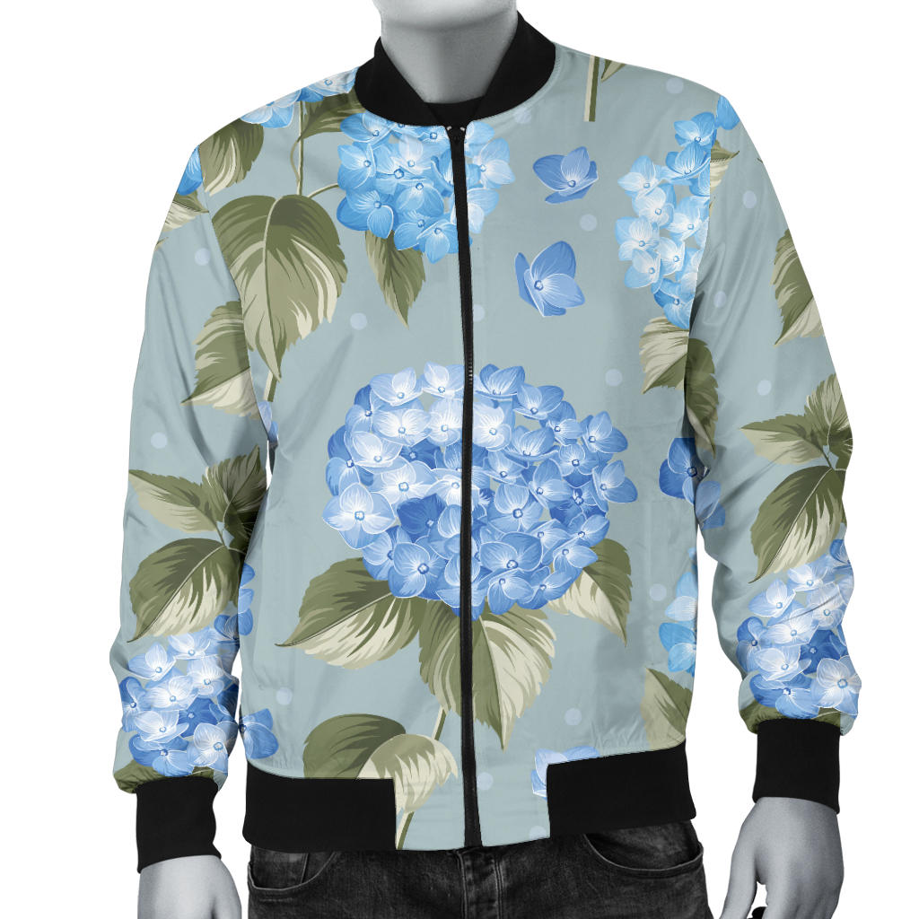 Hydrangea Pattern Print Design 01 Men Bomber Jacket