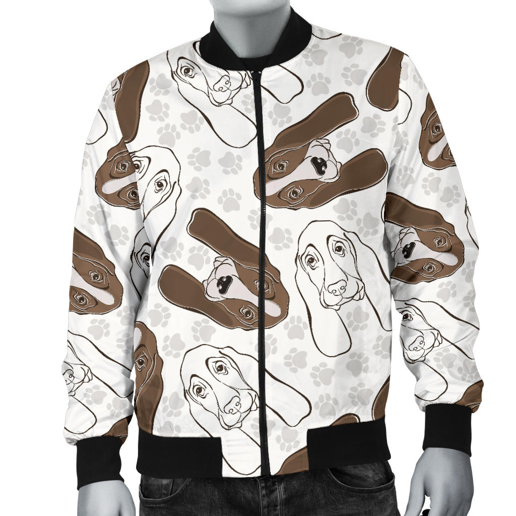 Basset Hound Pattern Print Design 01 Men Bomber Jacket
