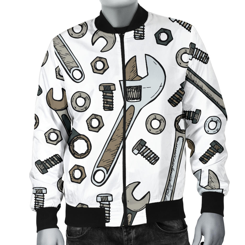 Mechanic Pattern Print Design 03 Men Bomber Jacket