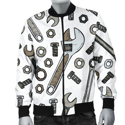 Mechanic Pattern Print Design 03 Men Bomber Jacket