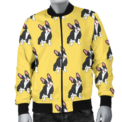 Boston Terrier Pattern Print Design 06 Men Bomber Jacket