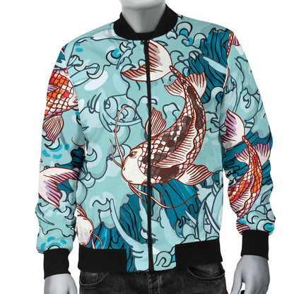 KOI Fish Pattern Print Design 05 Men Bomber Jacket