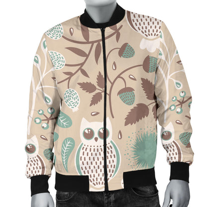 Owl Pattern Print Design A02 Men Bomber Jacket