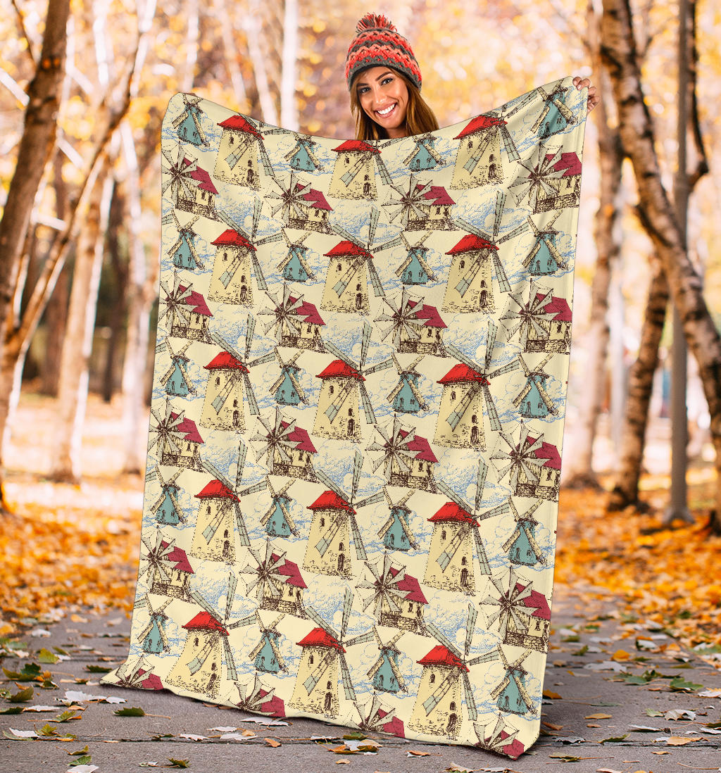 Windmill Pattern Print Design 01 Premium Blanket