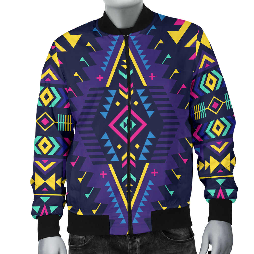 Aztec Pattern Print Design 07 Men Bomber Jacket