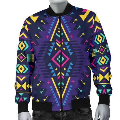 Aztec Pattern Print Design 07 Men Bomber Jacket