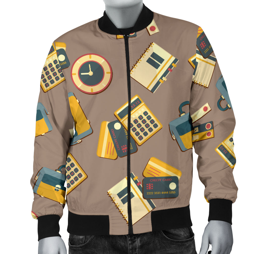 Accounting Financial Pattern Print Design 03 Men Bomber Jacket