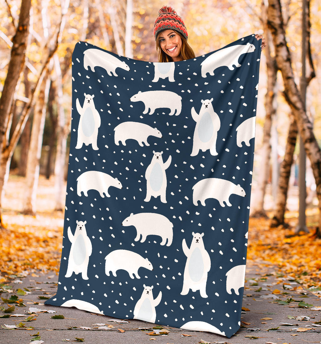 Polar Bear Pattern Print Design A02 Premium Blanket