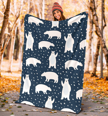 Polar Bear Pattern Print Design A02 Premium Blanket