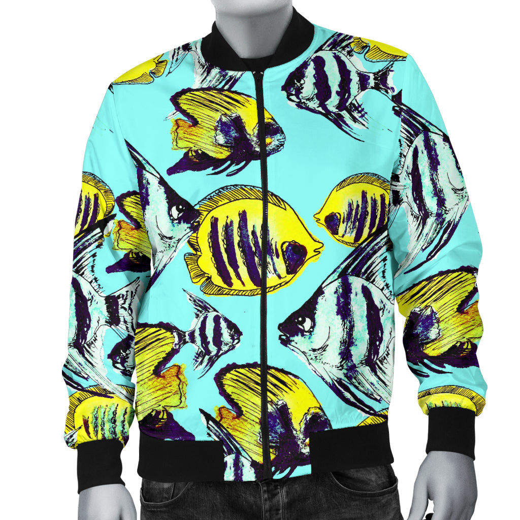 Angelfish Pattern Print Design 02 Men Bomber Jacket