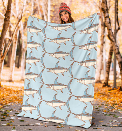 Swordfish Pattern Print Design 01 Premium Blanket