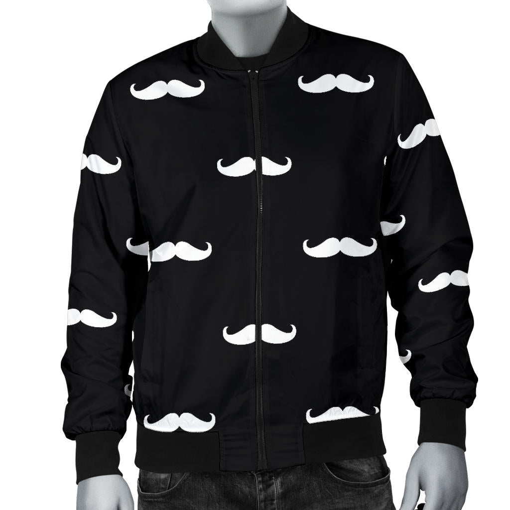 Mustache Pattern Print Design A04 Men Bomber Jacket