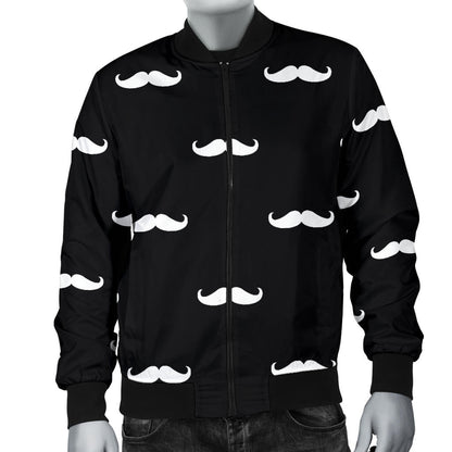 Mustache Pattern Print Design A04 Men Bomber Jacket