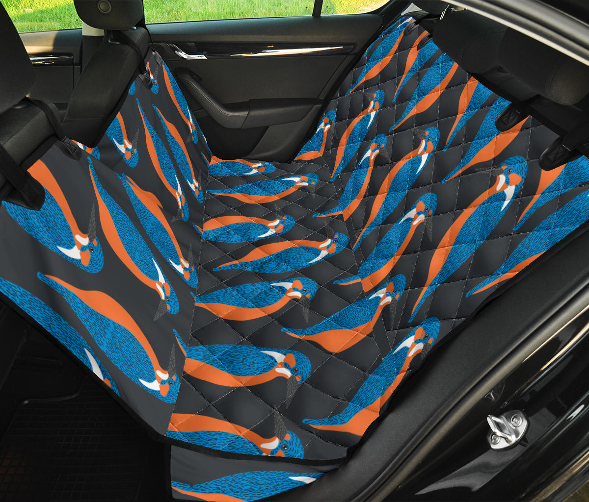 Kingfisher Pattern Print Design 03 Rear Dog Car Seat Cover Hammock