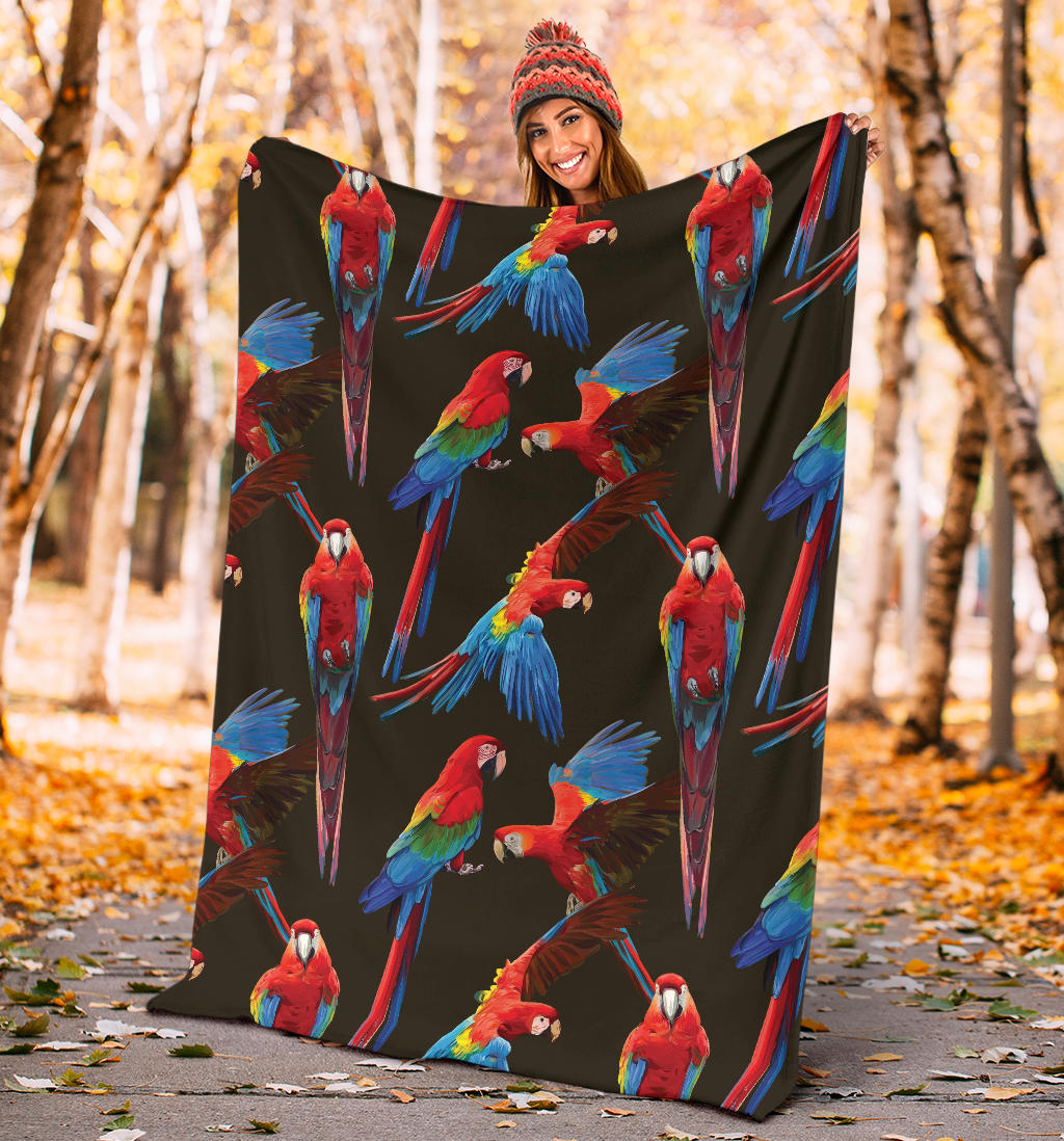 Macaw Pattern Print Design 04 Premium Blanket