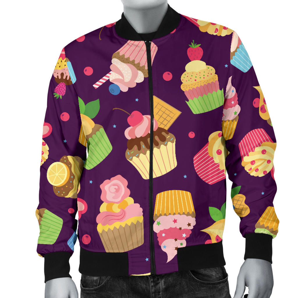 Cupcake Pattern Print Design 05 Men Bomber Jacket
