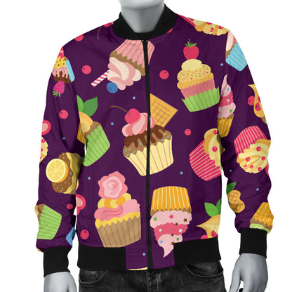 Cupcake Pattern Print Design 05 Men Bomber Jacket