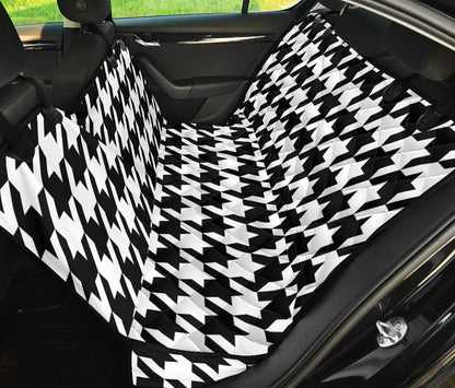 Houndstooth Black White Pattern Print Design 05 Rear Dog Car Seat Cover Hammock