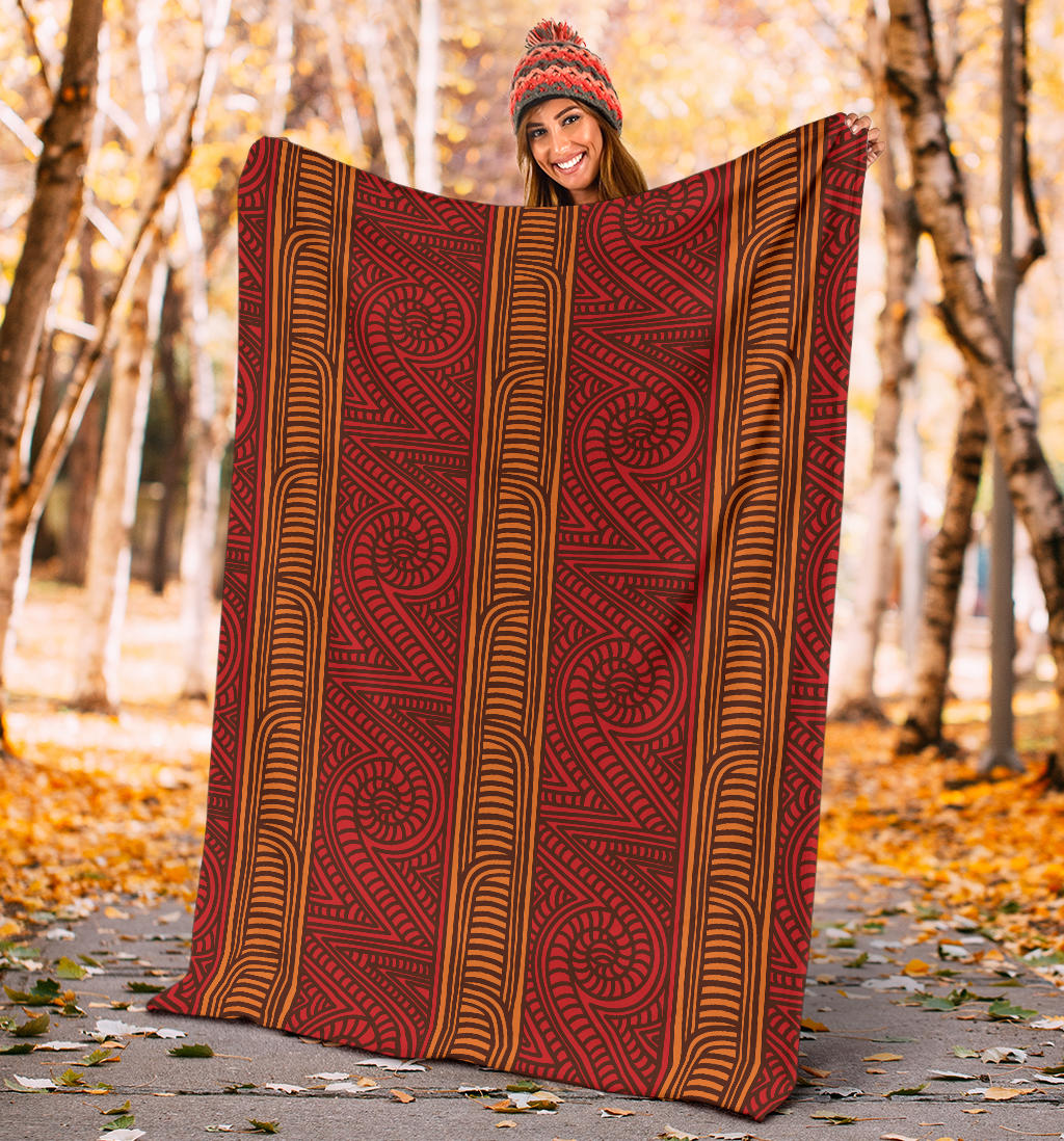 Maori Pattern Print Design 05 Premium Blanket