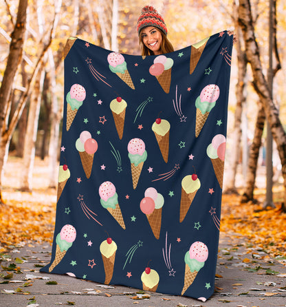 Ice Cream Pattern Print Design 04 Premium Blanket