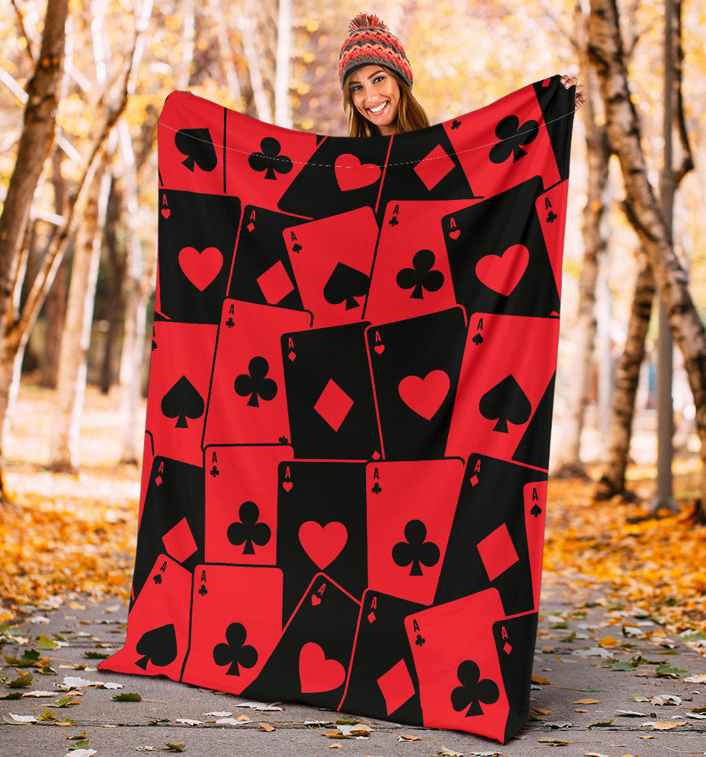 Poker Cards Pattern Print Design A01 Premium Blanket