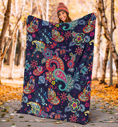 Paisley Boho Pattern Print Design A06 Premium Blanket
